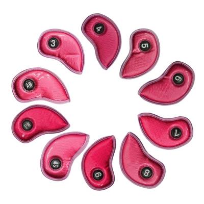 China Hot Selling OEM Cheap Lady's PU Velcro Golf Leather Iron Golf Club Iron Covers On Sale for sale