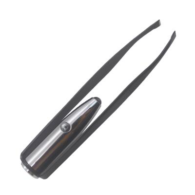 China Wholesales Pro-Straight Stainless Steel Extension Lashes Eyelash Tweezers With Led Light for sale