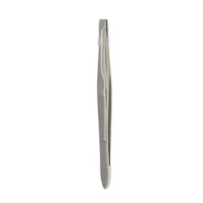 China Stainless Steel Tip Durable Flat Eyebrow Lash Tweezers Label Facial Tools for sale