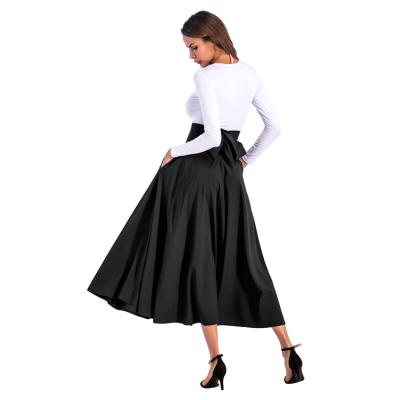 China New Arrivals Anti-Static Women Plus Lady Red Pleated Long Midi Plus Size High Waist Solid Color Bow Sash Edge Skirt Custom Fit Fashion Skirt for sale