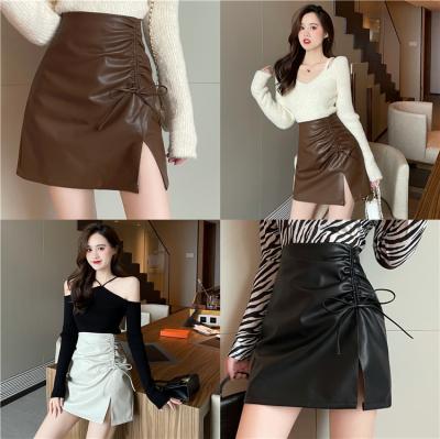 China New Breathable Bust Skirt Split High Waist Buttocks Short Dress Slim PU Women's Mini Skirt Wrap for sale