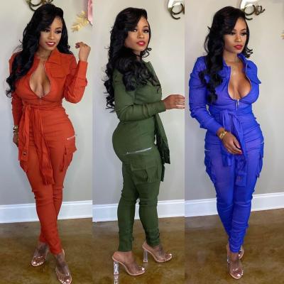 China Wholesale Viable Long Sleeve Overalls Solid Color Women's Overalls Women's Clothing Equipment One-Piece Overalls for sale