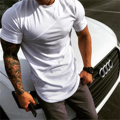 China New Design Anti-wrinkle Summer New Design Net Joint Pull Over T-shirts Elastic Quick-Dry Gym Fitness White T-shirts Plus Size Sports Tees Men T-shirts for sale