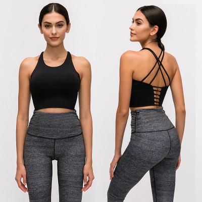 China Factory Direct Selling Breathable U Neck High Impact Shockproof Workout Sports Tops Beauty Cross Back Crop Breathable Tops For Women for sale