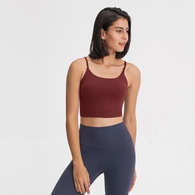 China Breathable 28 Colors Low MOQ With Removable Sports Bras Pads Breathable Comfortable Clothing Crop Tops Quick Dry Crop Top T-Shirts for sale