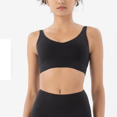 China Breathable Lift Up Padded Gym Fitness Bras Crop Tops Soft Stretchy Spandex Women 80% Nylon Tops Female Sportswear 20% Yoga Suit for sale