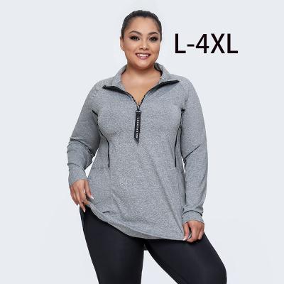 China New Design Breathable L-4XL Long Half Zipper Women's Sheath Plus Size Sweater Quick-Dry Plus Size Women's Blouses Shirts for sale