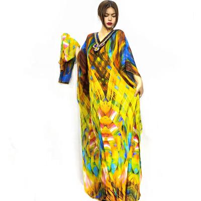 China New Modest African Styling designer floral print 2022 plus size casual long sleeve women loose daily long dress for sale