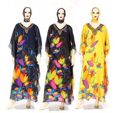 China Modest African Styling 2022 Fashionable Women's Full Sleeve V-Neck Maxi Dress African Digital Print Dress Long for sale