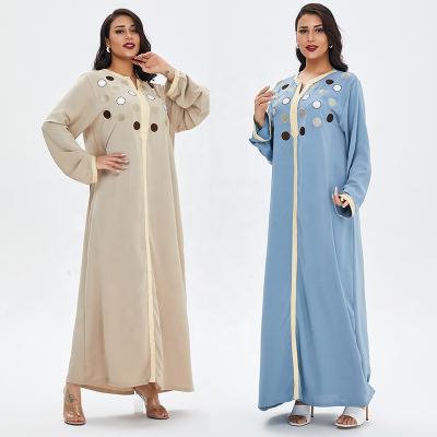 China Anti-Wrinkle Jalabiya 2022 With Long Sleeve Sheila Cotton Solid Plus Size Muslim Islamic Dress for sale