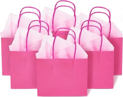 China Recyclable Hot Pink Kraft paper bag stand up , Styled or Customized ,packaging bag ,Suitable for Gifts & Accessories& Clothing... Reusable for sale