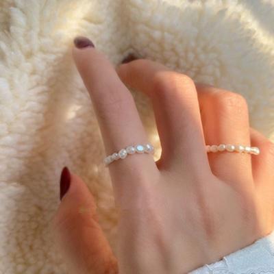 China 2021 Nickel Free New Geometric Multi Elastic Beaded Pearl Rings Natural Freshwater Pearl Rings For Women for sale