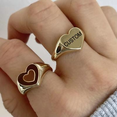 China 2021 Trendy Mixed Messages Hot Titanium Steel Statement Rings Stainless Steel Ins Chunky Rings For Women for sale