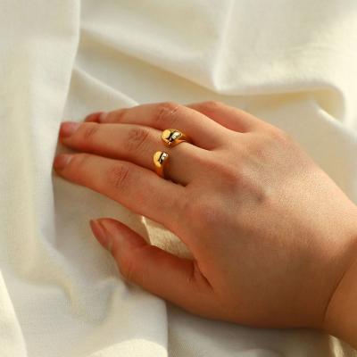 China FASHIONABLE High Polished Adjustable Open Rings Jewelry Gold Plated Stainless Steel Chunky Rings For Women for sale