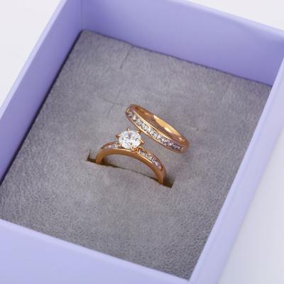 China Wholesale Romantic Fashion 2021 Zircon Couples Rings Jewelry 18k Gold Plated Wedding Rings for sale