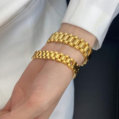 China FASHIONABLE 10mm Width Watch Band Bracelet 18k Gold Titanium Steel Chain Removable Bracelet for sale