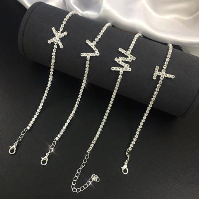 China New hot FASHIONABLE rhinestone anklet chain 26 letter name anklet chain for sale