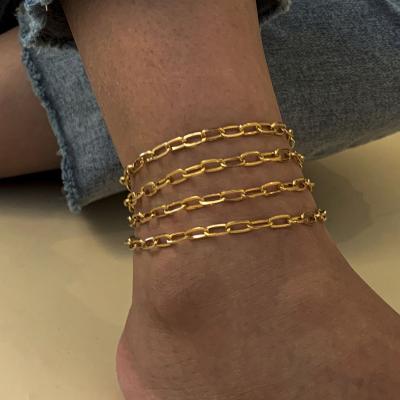 China 18k Gold Plated Punk Gold Plated Anklets Cuban Chain Bracelets Anklets Lead Free Nickel Free Thick Layered Multi Layered Foot Jewelry for sale