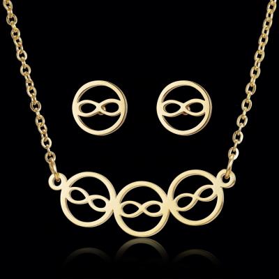 China 2022 FASHIONABLE Heart Star Cat Pendant Gold Plated Stainless Steel Charm Earrings Necklace Set For Women for sale