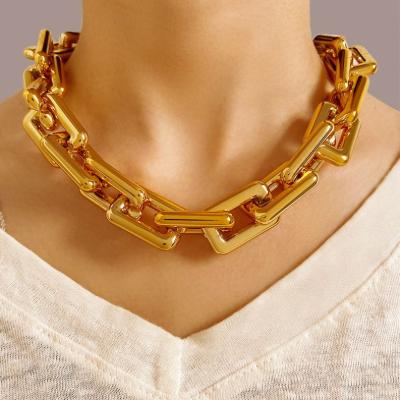 China New FASHIONABLE punk big Chunky Chain Necklace Collar for men women vintage choker U shape thick lock chain necklaces party jewelry for sale