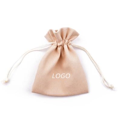 China Small Drawstring Suede Jewelry Pouch Gift Bag Suede Fabric Custom Microfiber Jewelry Packaging Pouches With Logo for sale