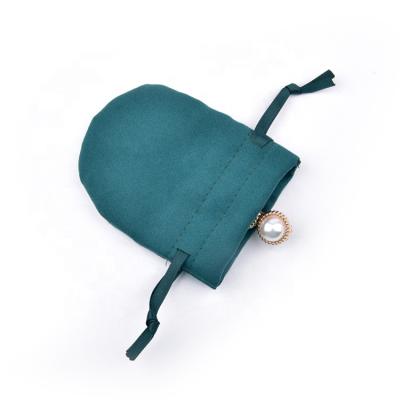 China OEM+ODM+Wholesale Cheap Circular Luxury Navy Suede Drawstring Tote Bag Necklace Jewelry Custom Printed Pouch for sale