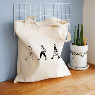 China 100% Eco-Friendly Logo Nature Color Cotton Shopping Bag Custom 100% Canvas Cotton Reusable Bag Tote Bags for sale