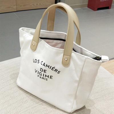 China 100% Eco-Friendly Custom Design Customer Cotton Canvas Tote Bag With Leather Handles for sale