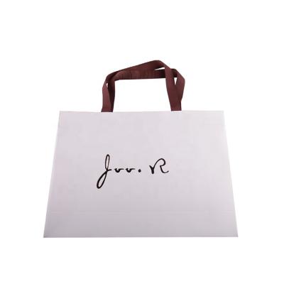 China Recyclable Custom White Shopping Greaseproof Advertising Paper Bag With Handle for sale