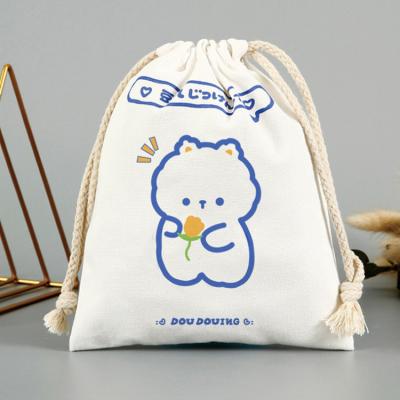 China Eco Friendly Durable Cotton Canvas Custom Logo Printed Drawstring Bag For Candle Soap Gift for sale