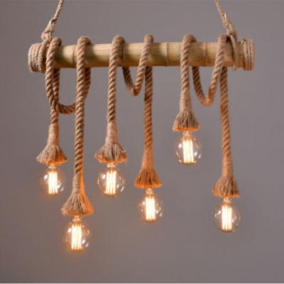 China Jiahua Tube Hemp Rope Lamps Restaurant Living Room Cafe Bar Personality Bamboo Bamboo Lighting - Retro Modern Chandelier Attic for sale