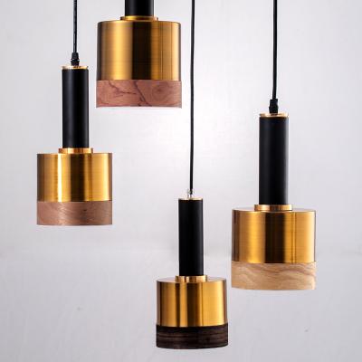 China Nordic Modern European Indoor Decorative Metal Led Hanging Wood Shades of Jiahua Mini Pendant Lamp Brass Color for Home the Bedroom for sale