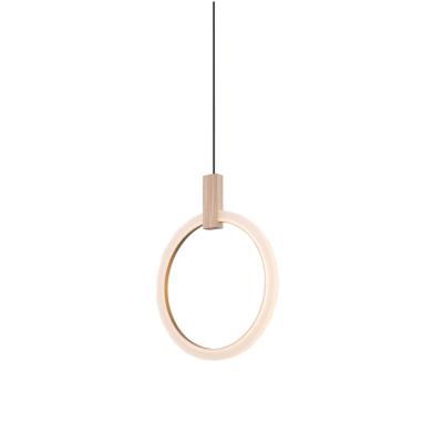 China Wholesale Nordic Europe modern wooden led circle light ring pendant lamps pendant light for dinning room/dedroom/hotel for sale