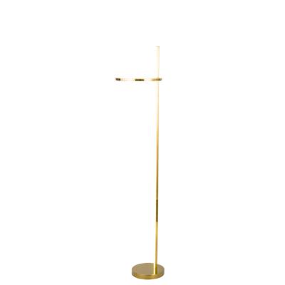 China jiahua-customized modern floor lighting modern stand floor lamp led stainless steel gold plating ring light for living room/hotel for sale