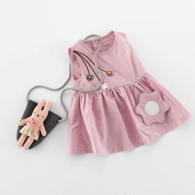 China Korean Elegant Daisy Ruffle Skirt Sleeveless Summer Breathable 2 or 3 Years Old Baby Girl Dress for sale