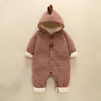 China Polyester Wholesale New Baby Cheap Red Brown Fleece Baby Clothes Hooded Baby Romper for sale