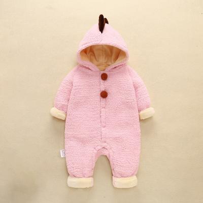 China High Quality Polyester Baby Cartoon Pink Hooded Rompers Baby Clothes For Newborn Girl for sale