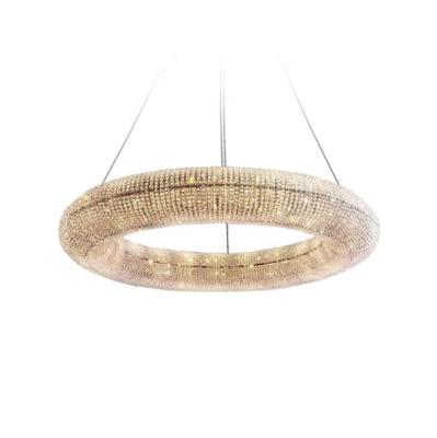 China Nordic Modern Round Pendant Lamp Halo Chandelier Home Light Fancy Crystal Light for sale