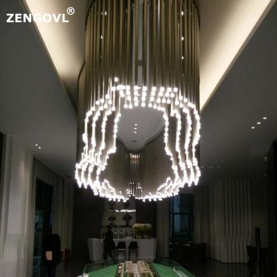 China Project Customized Large Modern Aluminum Tube Counter Modern Chandelier Linear Bar Light for sale