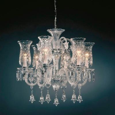 China Traditional Clear Glass Arm Crystal Chandelier 6-Light Murano Pendant Lamp for Residential for sale