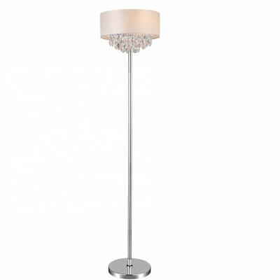 China Mid Century Fabric Shade Crystal Floor Lamp For Home Decoration for sale