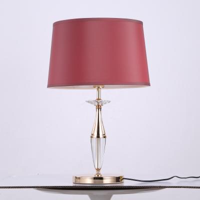 China Lamp Body Design Modern Fabric Shade Crystal Table Lamp For Bedroom for sale