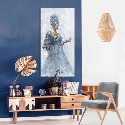 China Modern Luxury Custom Framed Modern African Woman Canvas Picture Fashion Lady Oil Painting 3D Artwork For Bedroom Decoration for sale