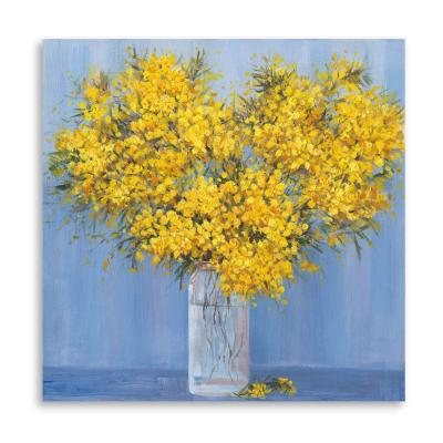 China Yellow Home Decor Wall Decor Abstract Custom Canvas Artwork Stretched Flower Floral Acrylic Paintings for sale