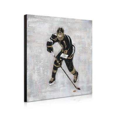 China Popular Realistic Sports Ice Hockey Oil Painting On Canvas For Living Room Decor for sale