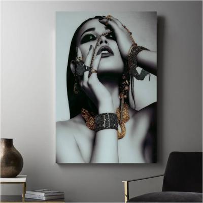 China New Arrival Modern Home Hotel African Women Decorative Modern Tempered Glass Wall Art Print Painting 3D Crystal Porcelain for sale