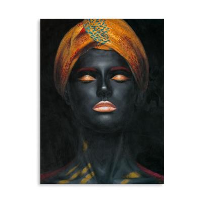 China Wholesale Realistic Home Decoration HD Print Wall Art African Lady Woman Oil Painting for sale