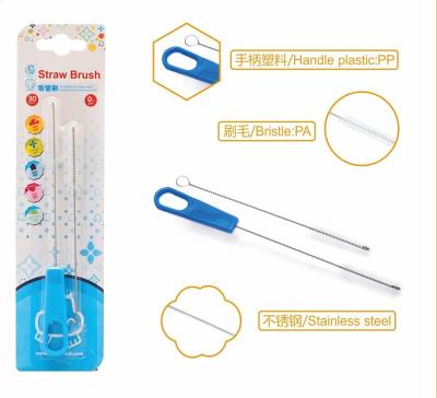 China Straw Brush Viable For Baby Milk Bottle Cleaning Silicone Small Brush Nylon Brush for sale