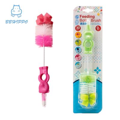 China Nordic Viable Long Style Baby Bottle Sponge Cleaning Brush Handle Water Bottle Cup Wash Sponge Brush for sale