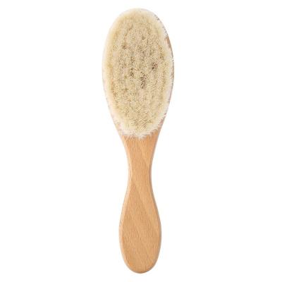 China New Sustainable Baby Hair Brush Comb Set Wooden Handle Baby Hair Brush Infant Comb Soft Wool Hair Scalp Massage for sale